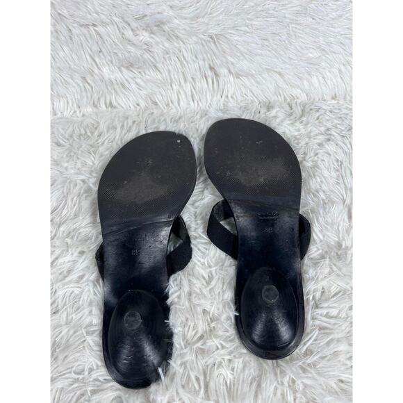 Gucci Shoes Womens Size 8 Black Logo Leather Sandals Slide Thong Made in Italy - Picture 10 of 14